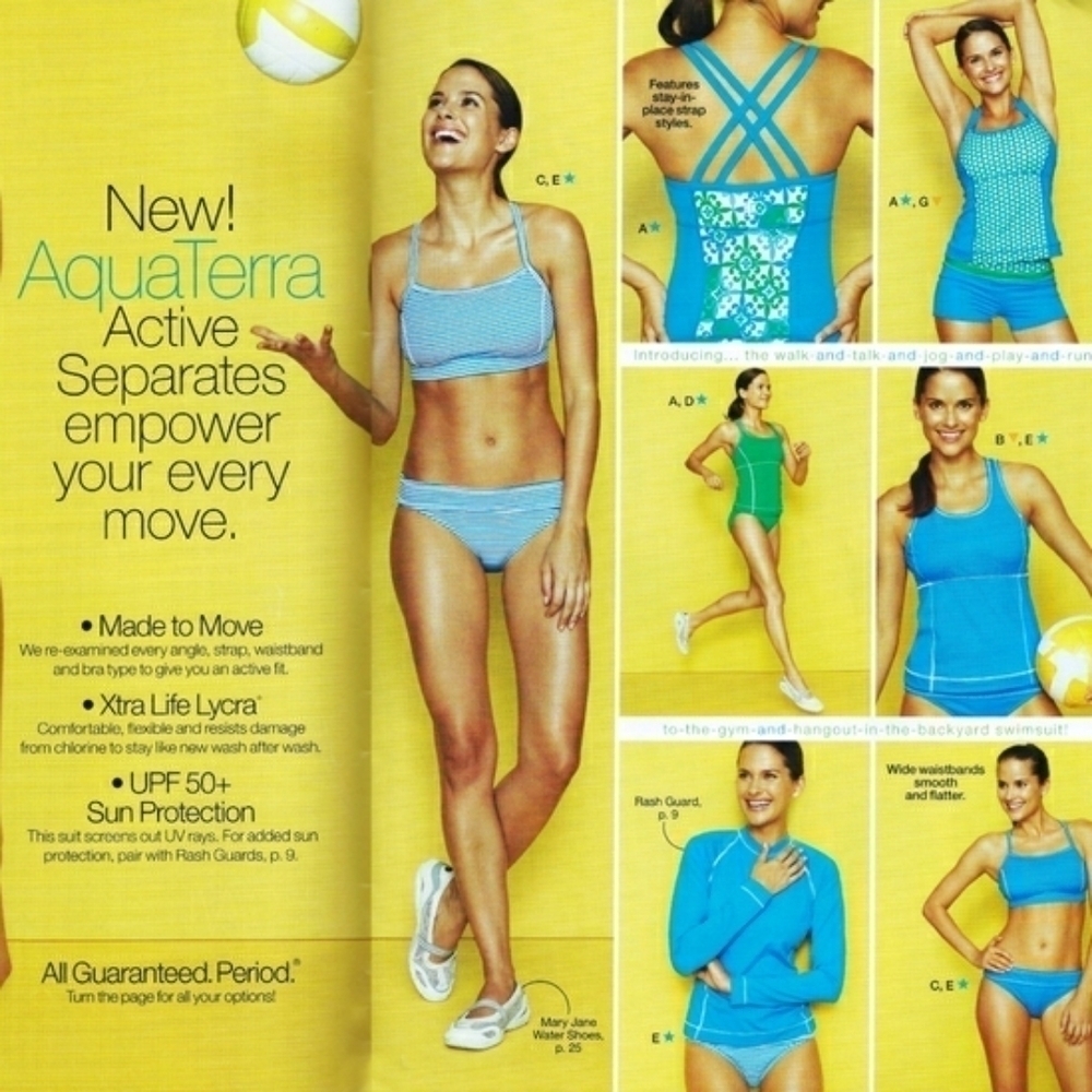 LANDS END Tankini Swimsuit Top AquaTerra Active Separates Sporty Aqua Green 14 - Picture 7 of 10